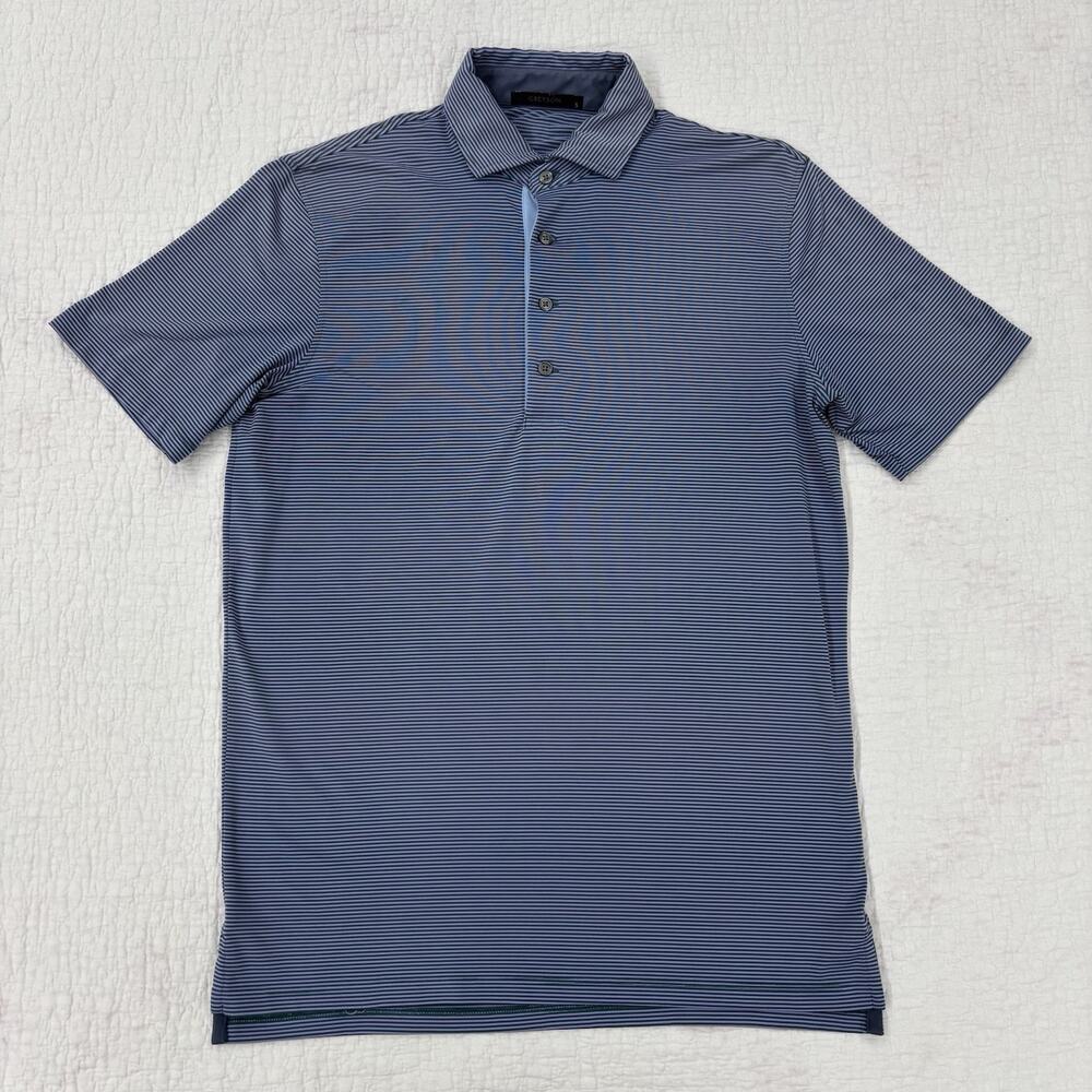 Greyson Performance Golf Polo Shirt Mens Size Small Blue Striped Stretch Wicking